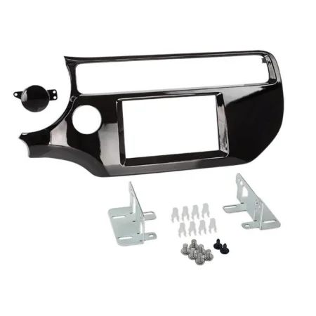 Marco frontal auto radio Kia Rio año 2015 2017, 2DIN, negro brillante