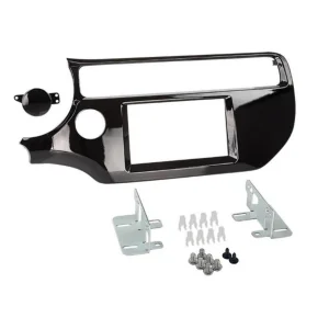 Marco frontal auto radio Kia Rio año 2015 2017, 2DIN, negro brillante