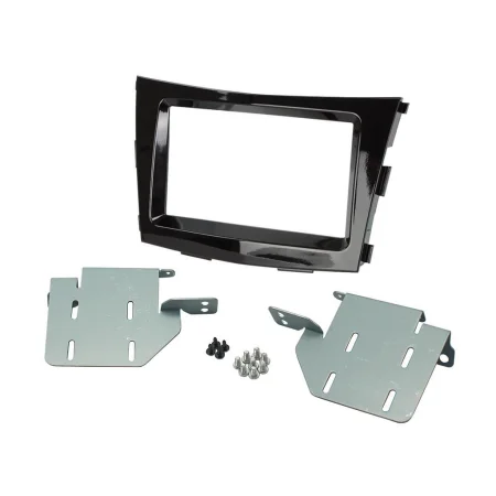 Marco frontal auto radio Ssangyong Tivoli año 2015 2019, tamaño 2DIN, negro brillante