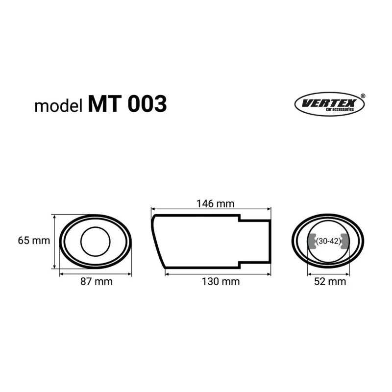 MT003 embellecedor cola escape universal simple acero inoxidable