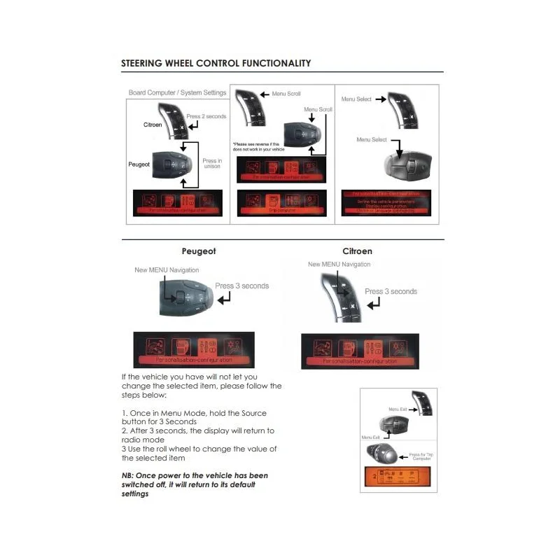 CTSCT003.2, Interface mandos volante Citroen, Peugeot.