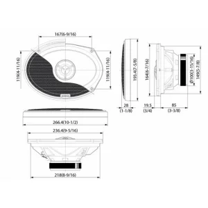Kenwood KFC X694, Altavoces coaxiales ovales de 6x9, potencia max 300W