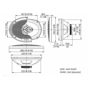 Altavoces coaxiales 6x9, Kenwood, 3 vías, 400W potencia max