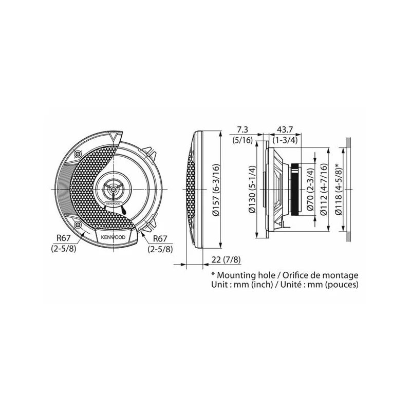 Kenwood KFC S1366, Altavoces 13cm coaxiales de 2 vías