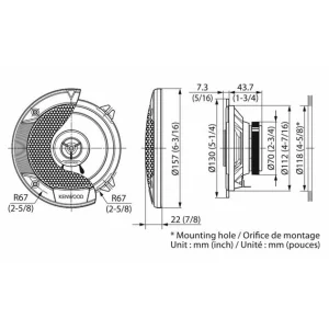 Kenwood KFC S1366, Altavoces 13cm coaxiales de 2 vías