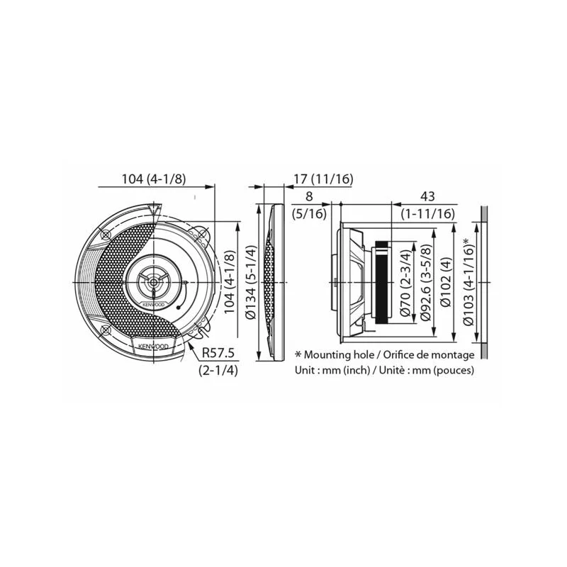 Kenwood KFC S1066 Altavoces coaxiales 2 vías de 10cm