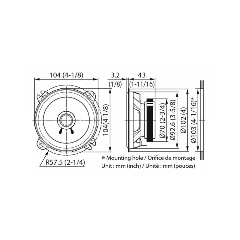 Kenwood Altavoces coaxiales de 100mm sin rejilla