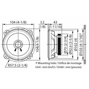 Kenwood Altavoces coaxiales de 100mm sin rejilla