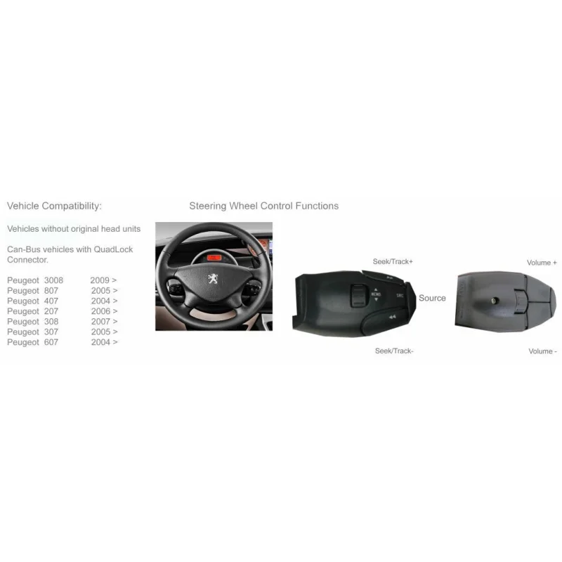 Interface mandos volante CTSPG008.2 para modelos Peugeot del 2005 2014