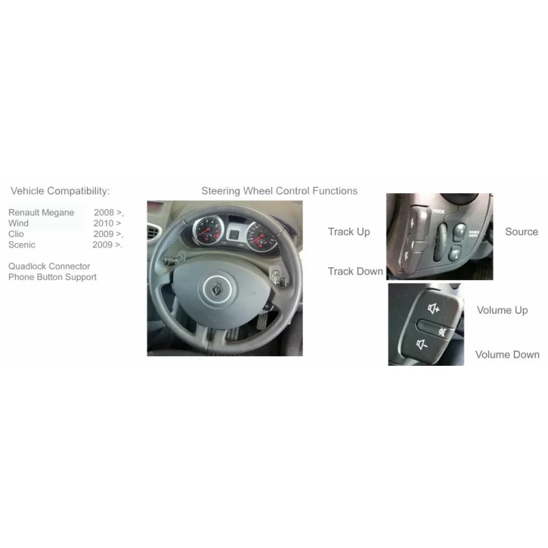 CTSRN006.2 Interface mandos volante Renault Clio, Fluence, Megane, Scenic