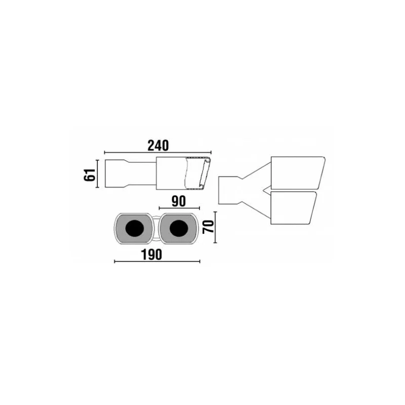 ACT COL 201, Cola de escape doble rectangular