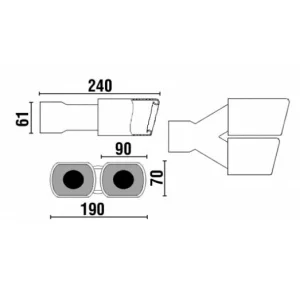 ACT COL 201, Cola de escape doble rectangular