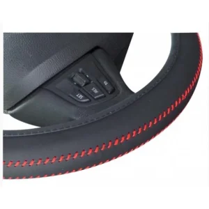 ACT VOL FUN 07, Funda universal de piel para volante 37 39cm, costura en rojo