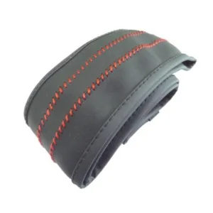 ACT VOL FUN 07, Funda universal de piel para volante 37 39cm, costura en rojo