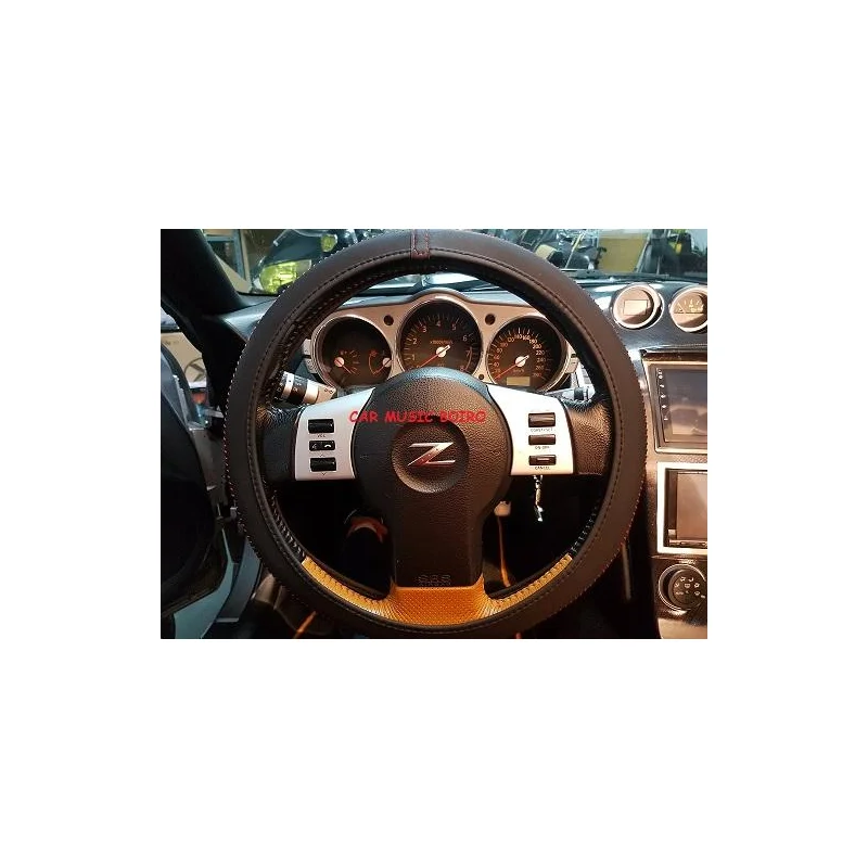 ACT VOL FUN 07, Funda universal de piel para volante 37 39cm, costura en rojo