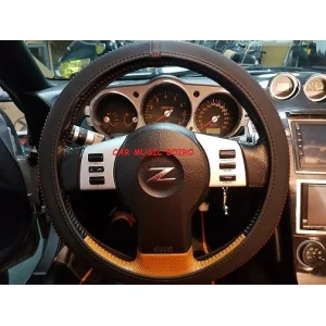 ACT VOL FUN 07, Funda universal de piel para volante 37 39cm, costura en rojo