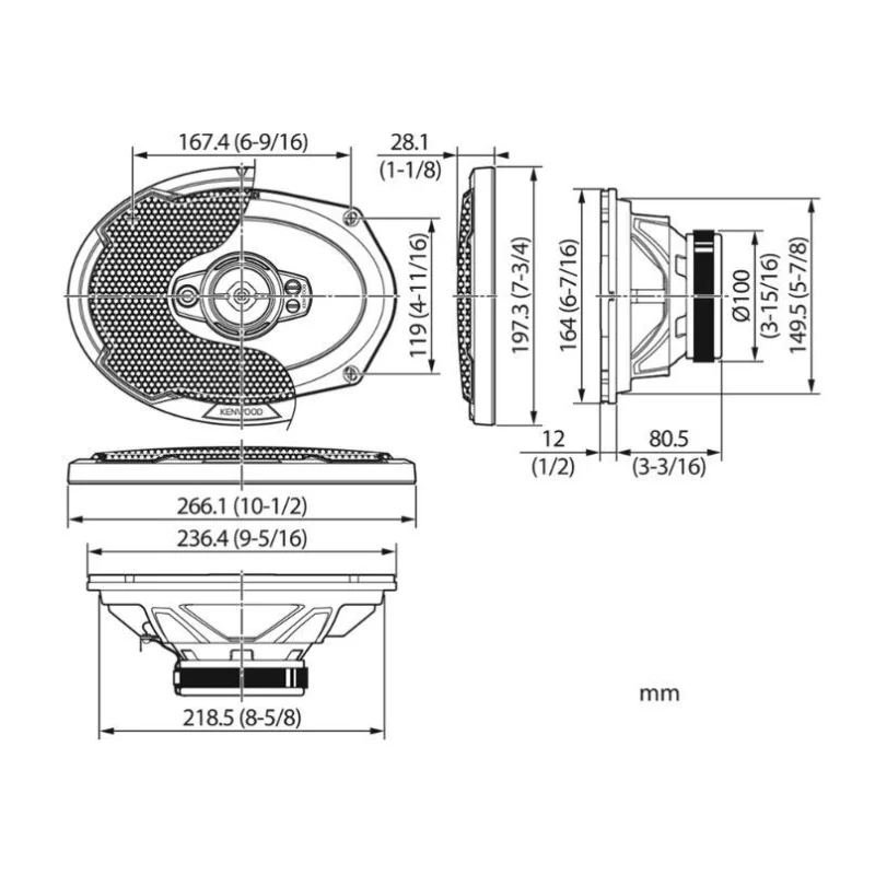 Kenwood KFC PS6996, Altavoces coaxiales 5 vías 6"x9"