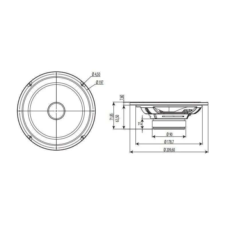 Focal ISU200, Altavoces 8", medidas.
