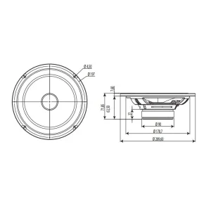Focal ISU200, Altavoces 8", medidas.