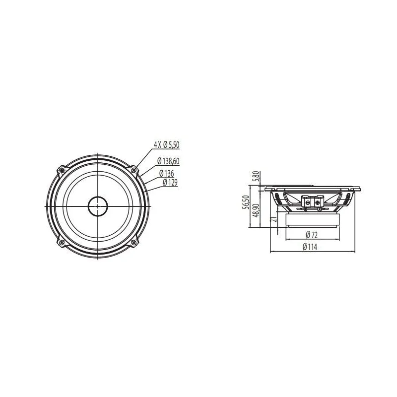 Focal ISU130, altavoces vías separadas, 13cm, medidas