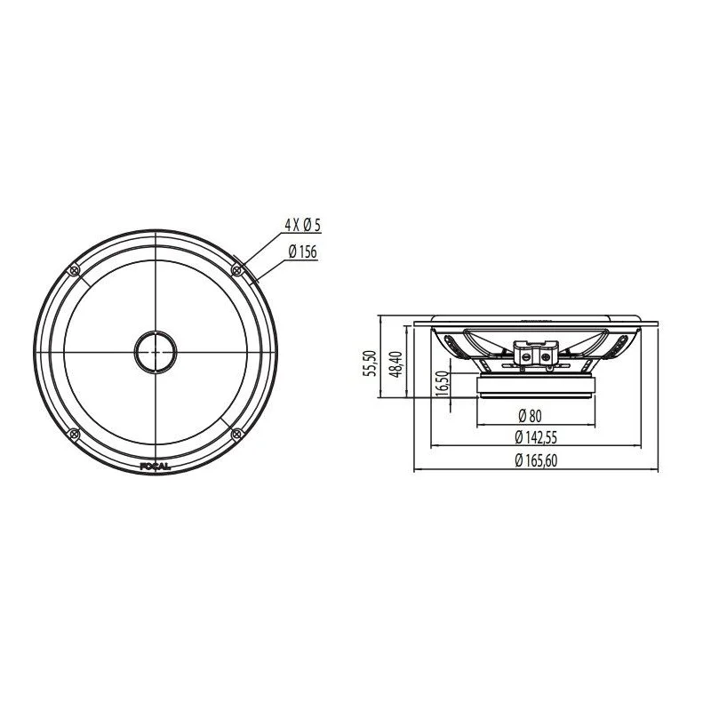 Altavoces Focal ISU165, 2 vías separadas, 16,5cm. Medidas.