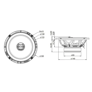 Focal 165 AC, Altavoces coaxiales 16,5cm (6,5"), medidas