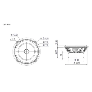Focal PS130V1, Altavoces vías separadas de 13cm, medidas