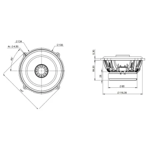 Focal PC130F, Altavoces coaxiales dos vías, medidas