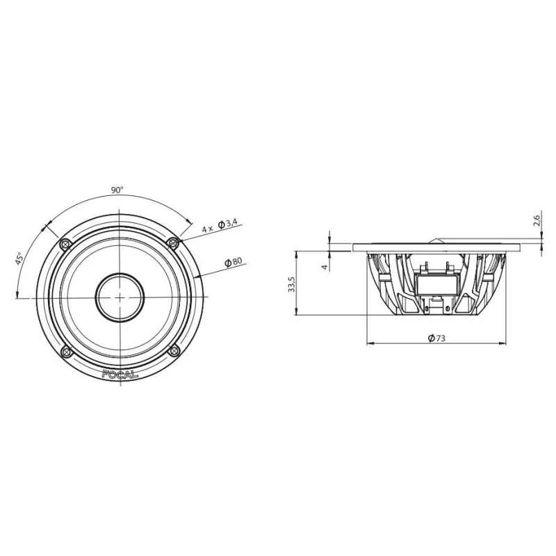 Altavoces Focal ES165KX3E, 6,5", medidas