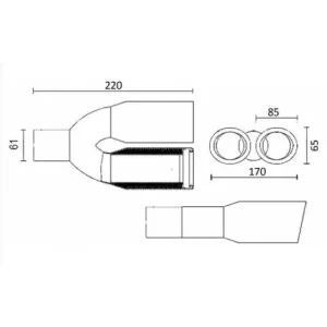 Cola de escape doble salida, acero inoxidable, ACT COL 06