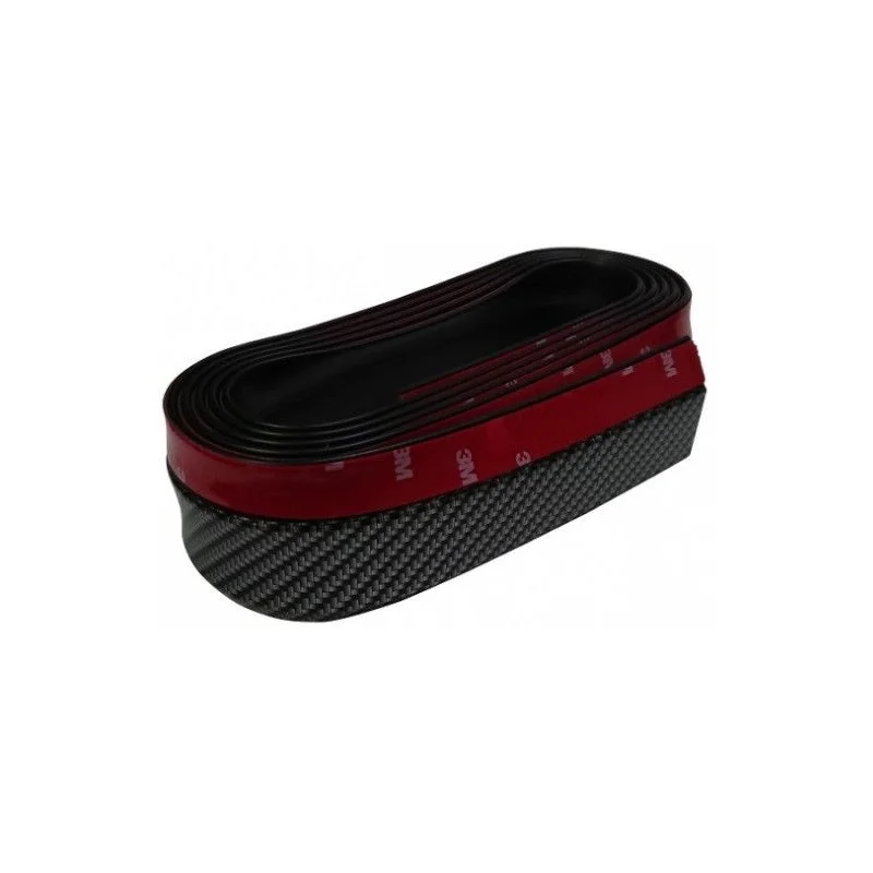Spoiler de goma universal para coche, color fibra carbono. Tira adhesiva 2,5m. Ancho 55mm