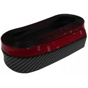 Spoiler de goma universal para coche, color fibra carbono. Tira adhesiva 2,5m. Ancho 55mm