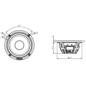 Focal PS165F3E, Juego altavoces 3 vías separadas, medio 3", medidas