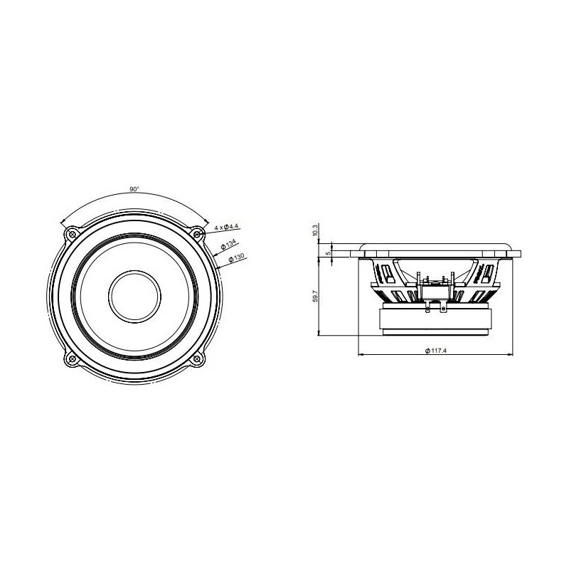 Focal PS130FE, Altavoces 13cm, potencia max 120W, RMS 60W, medidas woofer