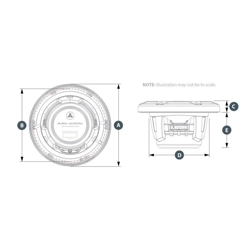 JL Audio M6 650X S, Altavoces marinos 16.5cm con luz LED, medidas