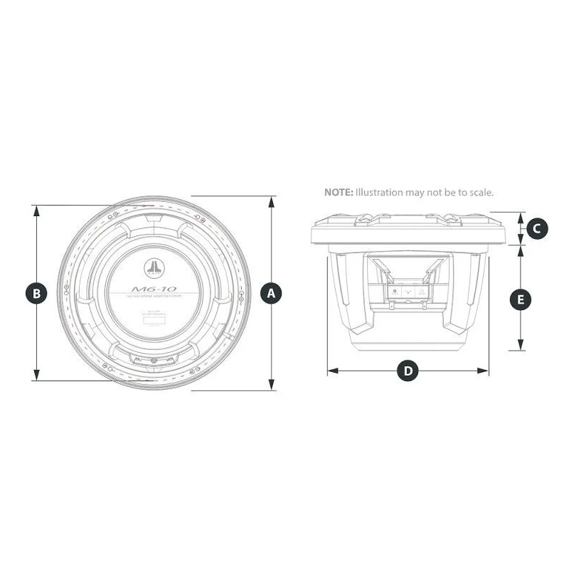 JL Audio M6 10IB S GwGw 4, medidas, Subwoofer marino 10" (25cm),