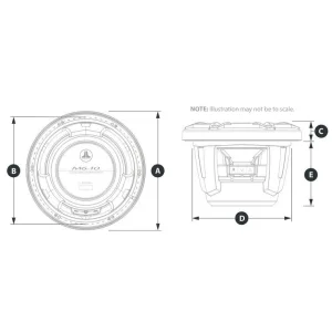 JL Audio M6 10IB S GwGw 4, medidas, Subwoofer marino 10" (25cm),