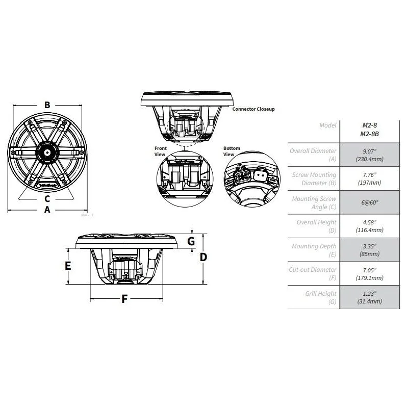 Rockford Fosgate M2 8, Altavoces marinos 8" (20cm) con LED de colores