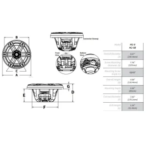 Rockford Fosgate M2 8, Altavoces marinos 8" (20cm) con LED de colores