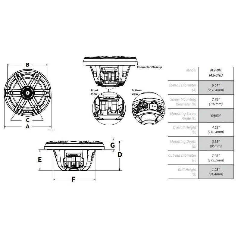 Rockford Fosgate M2 8H, Altavoces marinos 8" (20cm) con LED de colores