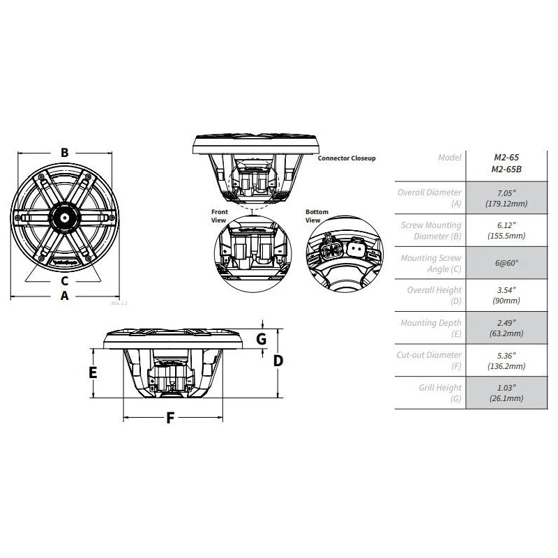 Rockford Fosgate M2 65, Altavoces marinos 6.5" (16.5cm), LED de colores
