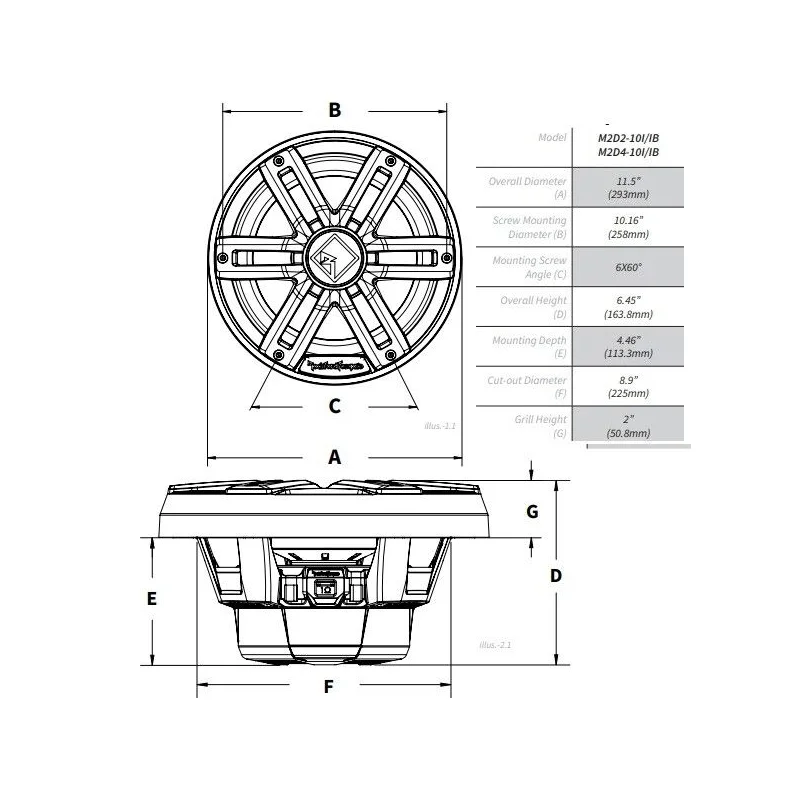 Rockford Fosgate M2D4 10I, Subwoofer marino 10" con LED de colores