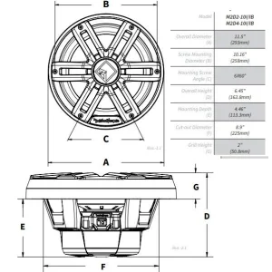 Rockford Fosgate M2D4 10I, Subwoofer marino 10" con LED de colores