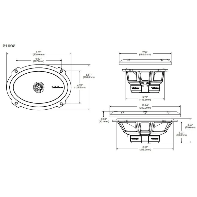 RockFord Fosgate P1692, Altavoces 6X9" Potencia RMS 75W