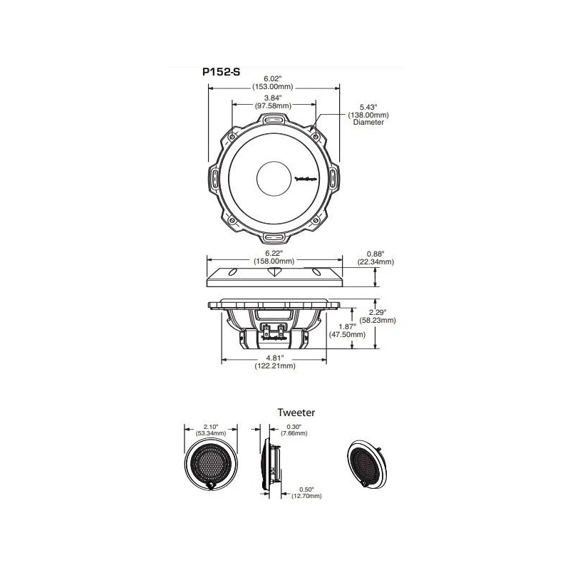 RockFord Fosgate P162 S, Altavoces (5,25") 13cm vías separadas
