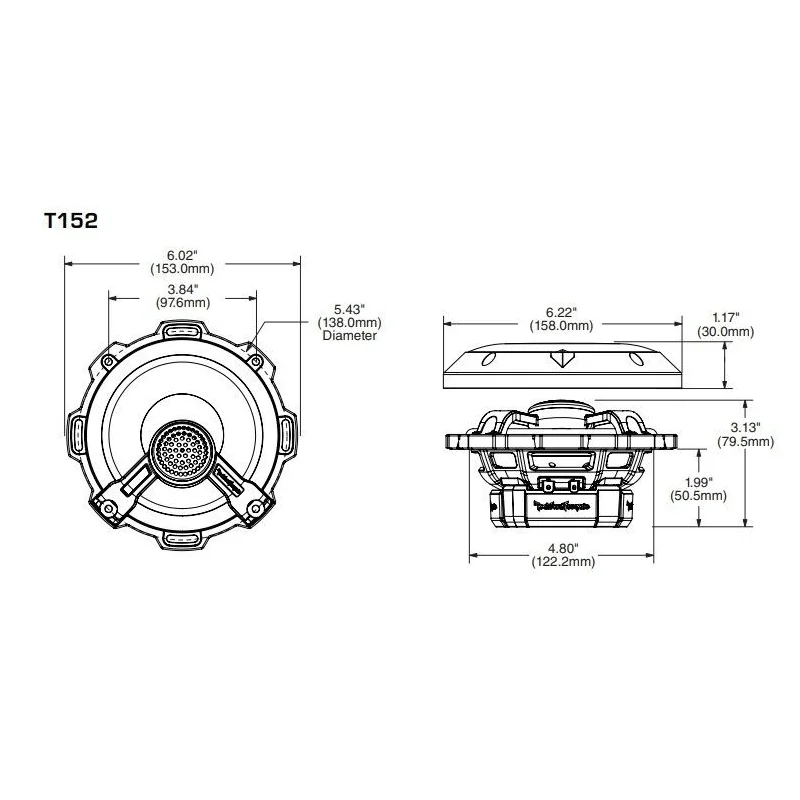 RockFord Fosgate T152, Altavoces (5.25") 13 cm coaxiales