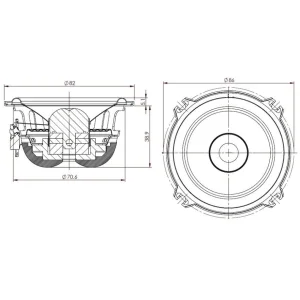 Gladen Audio HG 80AeroPP 3, Altavoces medios 80mm, medidas