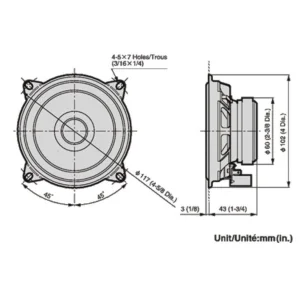 Altavoces 10cm (4") Pioneer coaxiales, medidas