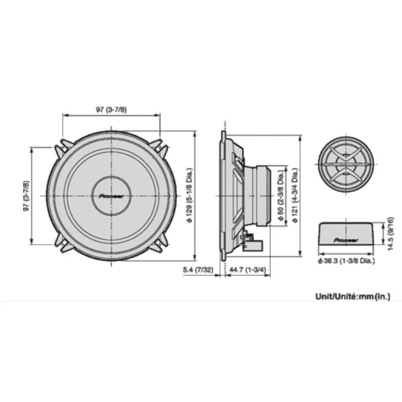 Pioneer TS 130Ci Altavoces 13cm, potencia RMS 25W
