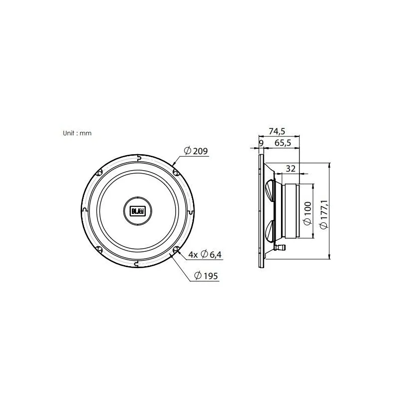 Blam Audio 200RS, medidas de altavoces